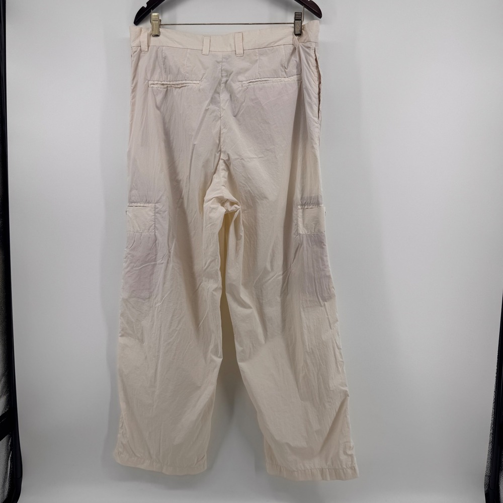 Zara Women Cream Nylon Wide Leg Cargo Pants Size L Streetwear Utility Gorpcore - Picture 9 of 12